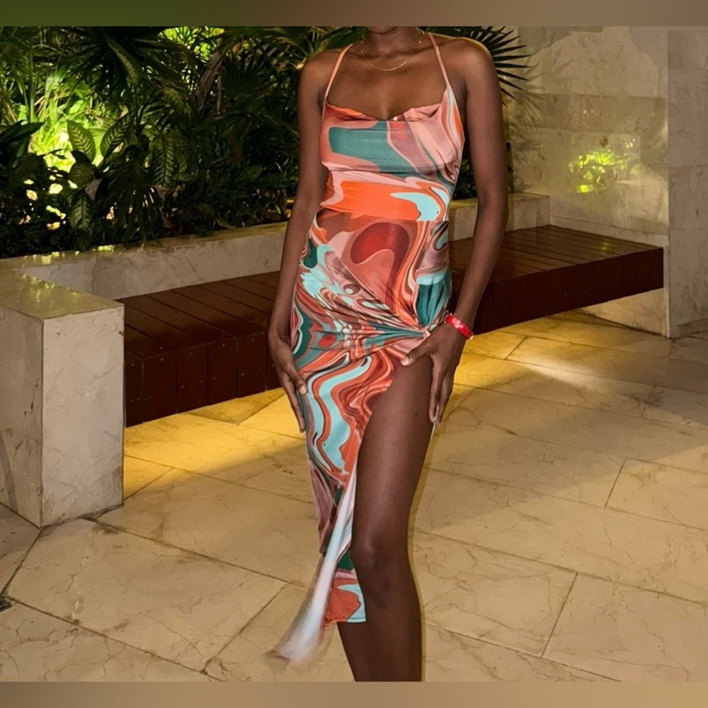 Orange and Green Party dress